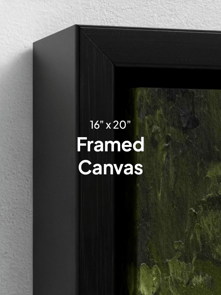 closeup of framed canvas print