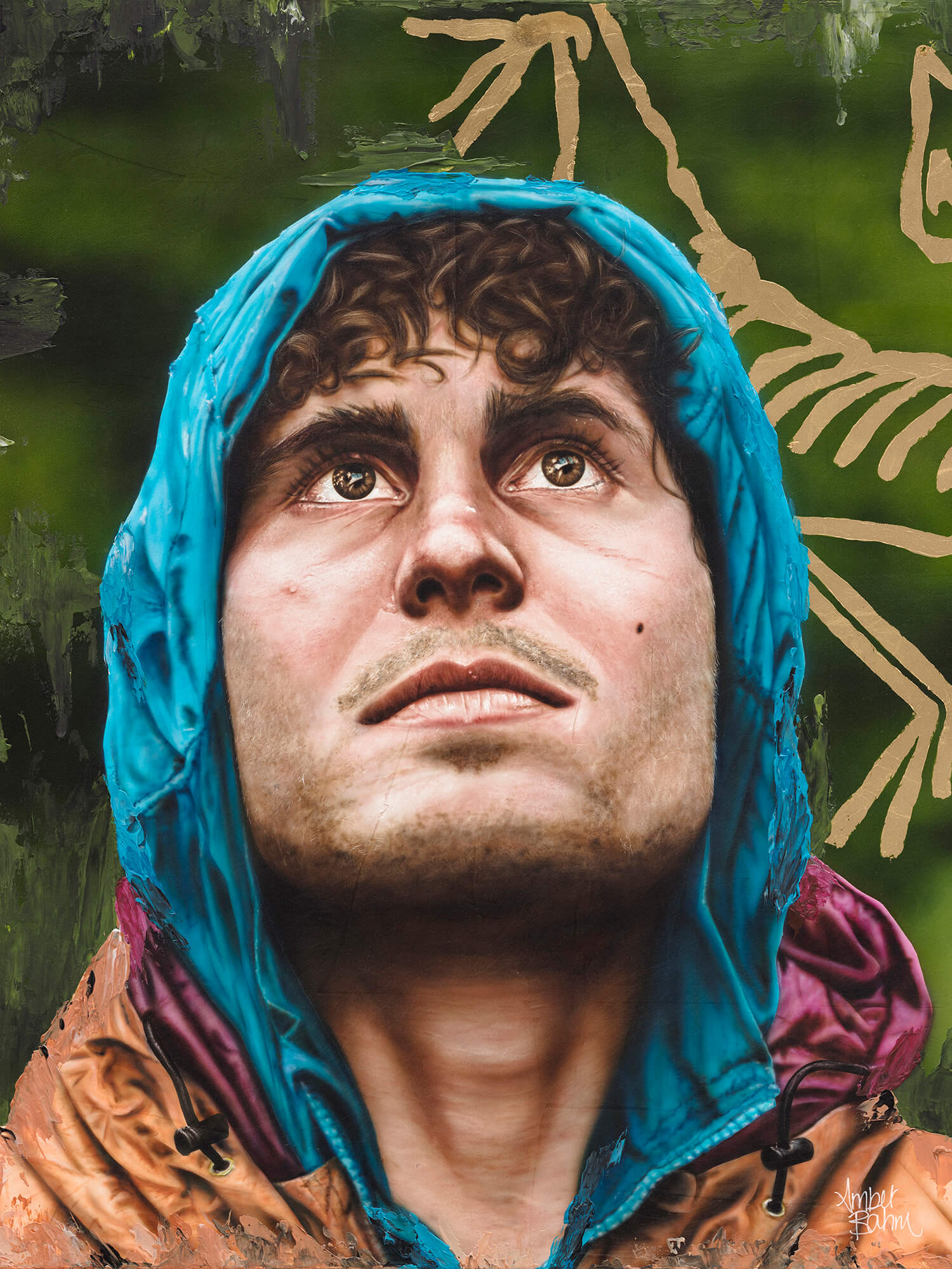 An original painting of the Alpinist Marc-Andre Leclerc