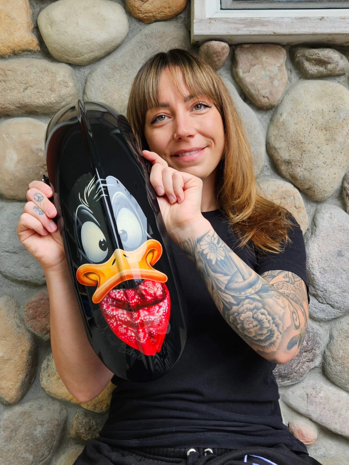 daffy custom airbrushed motorcycle fender with daffy duck