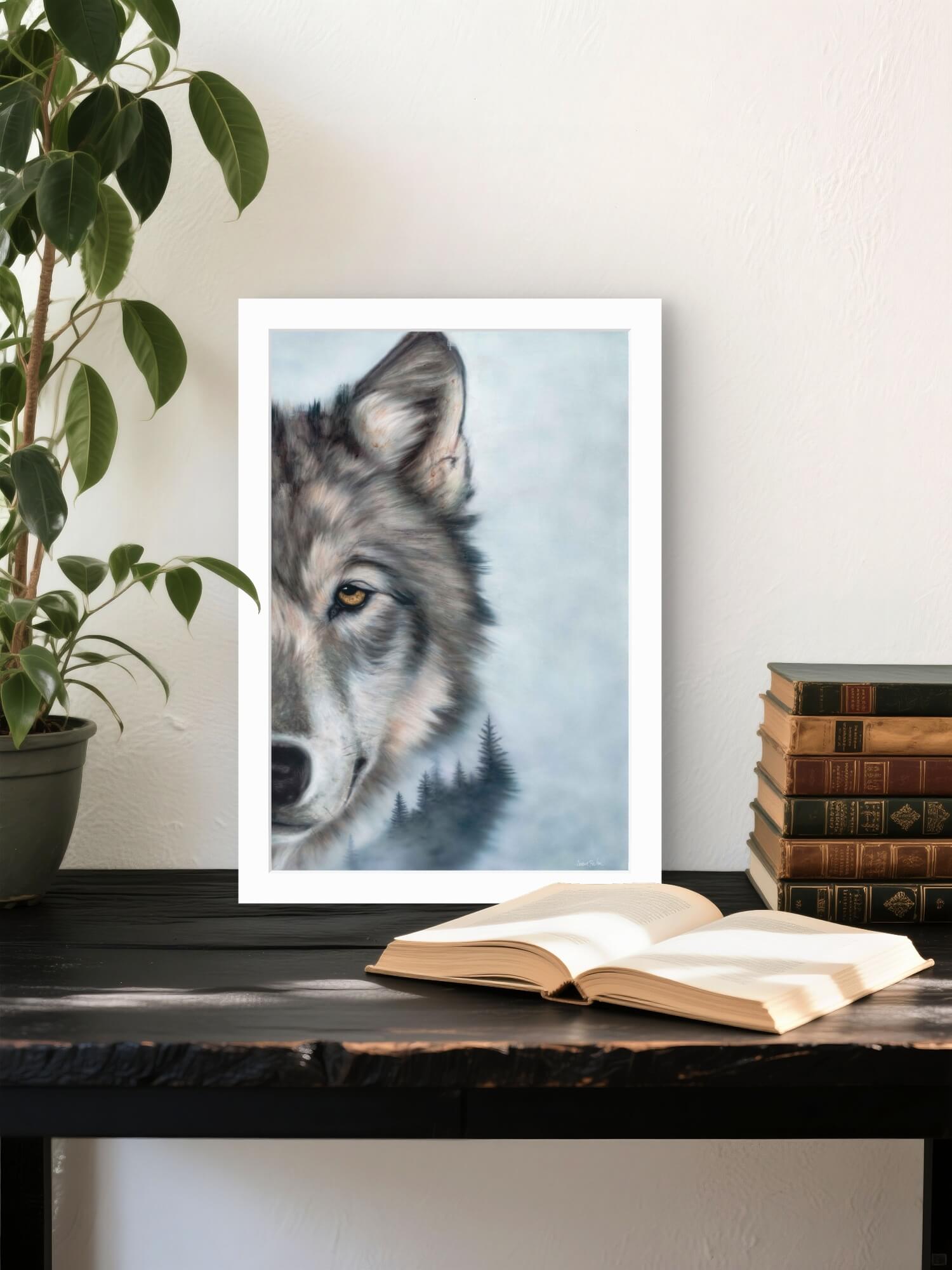 beautiful wolf portrait wall art for sale